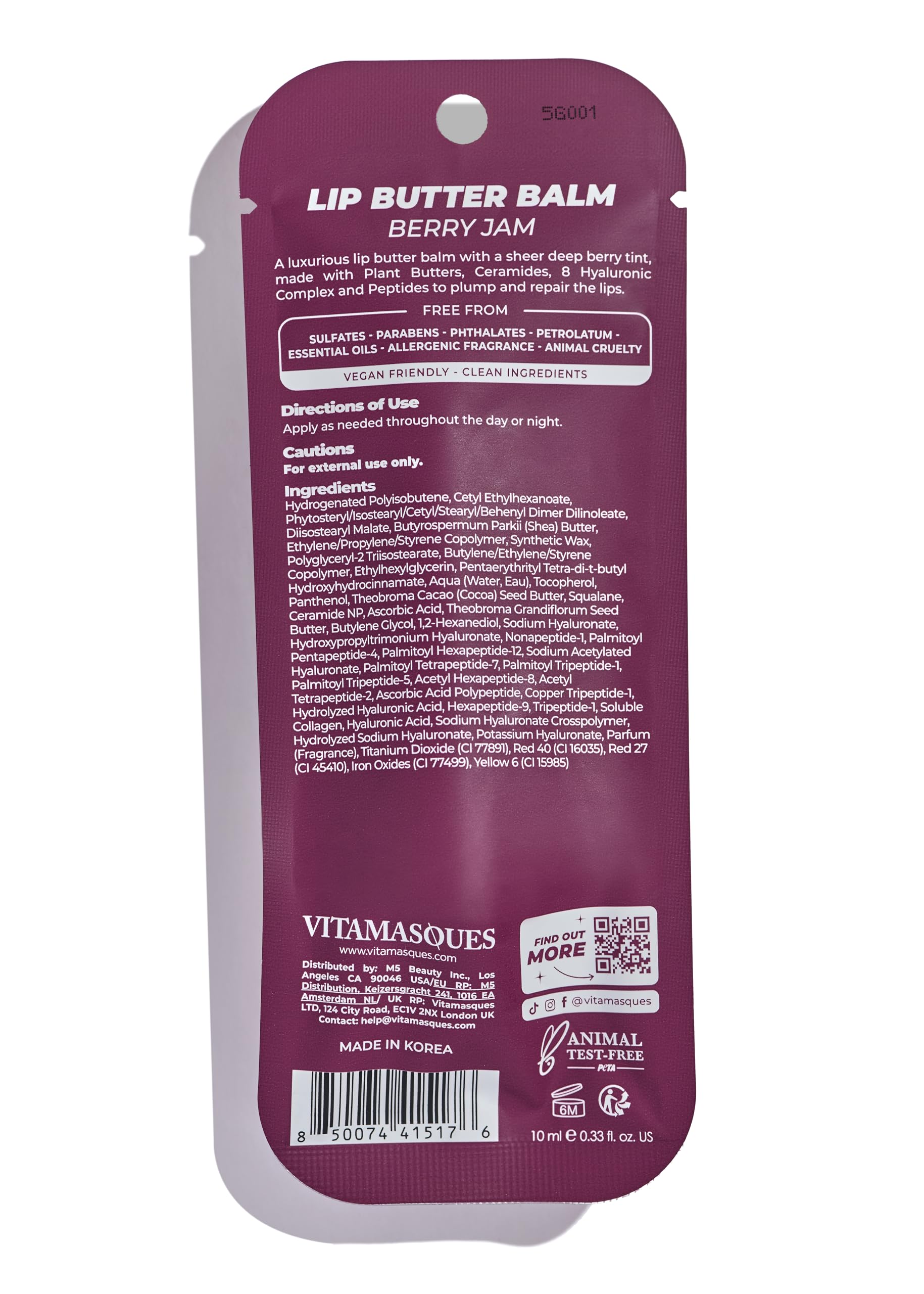 Vitamasques cruelty-free vegan lip balm for sensitive lips