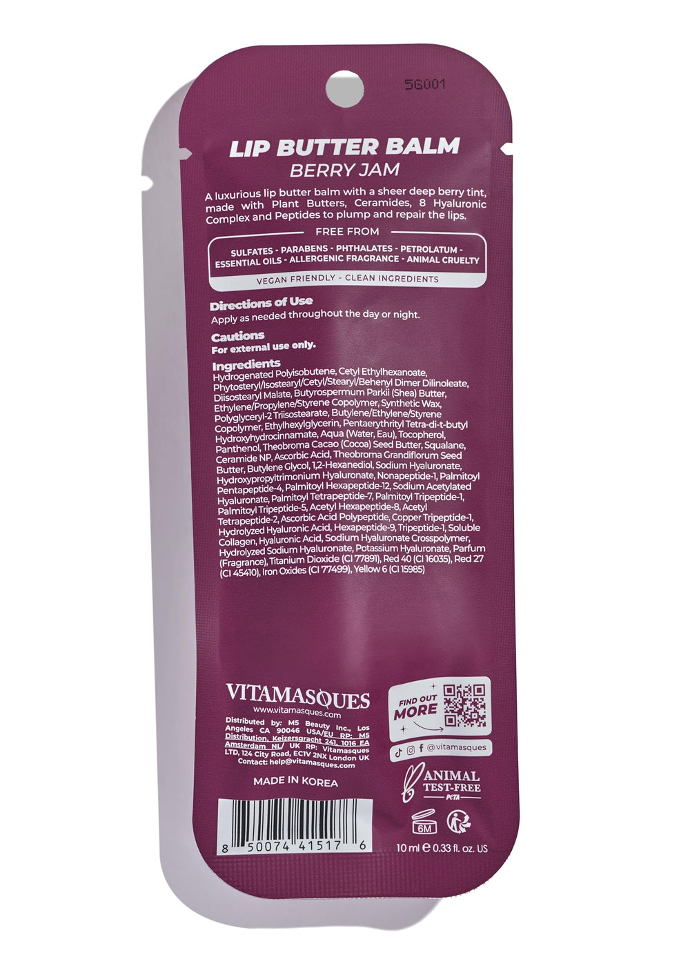 Vitamasques cruelty-free vegan lip balm for sensitive lips