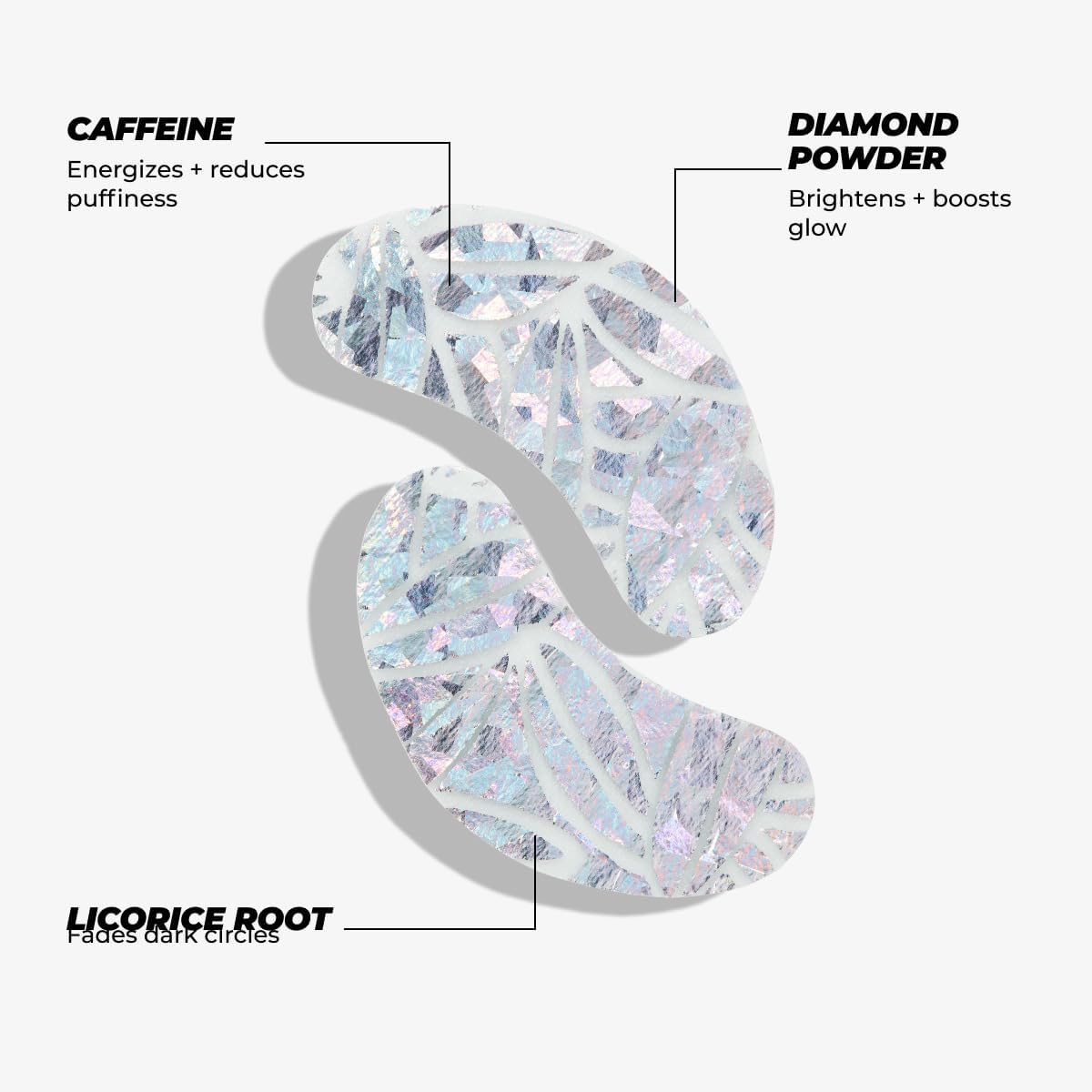 Vitamasques Diamond Eye Pads ingredients visual highlighting diamond extracts for radiance