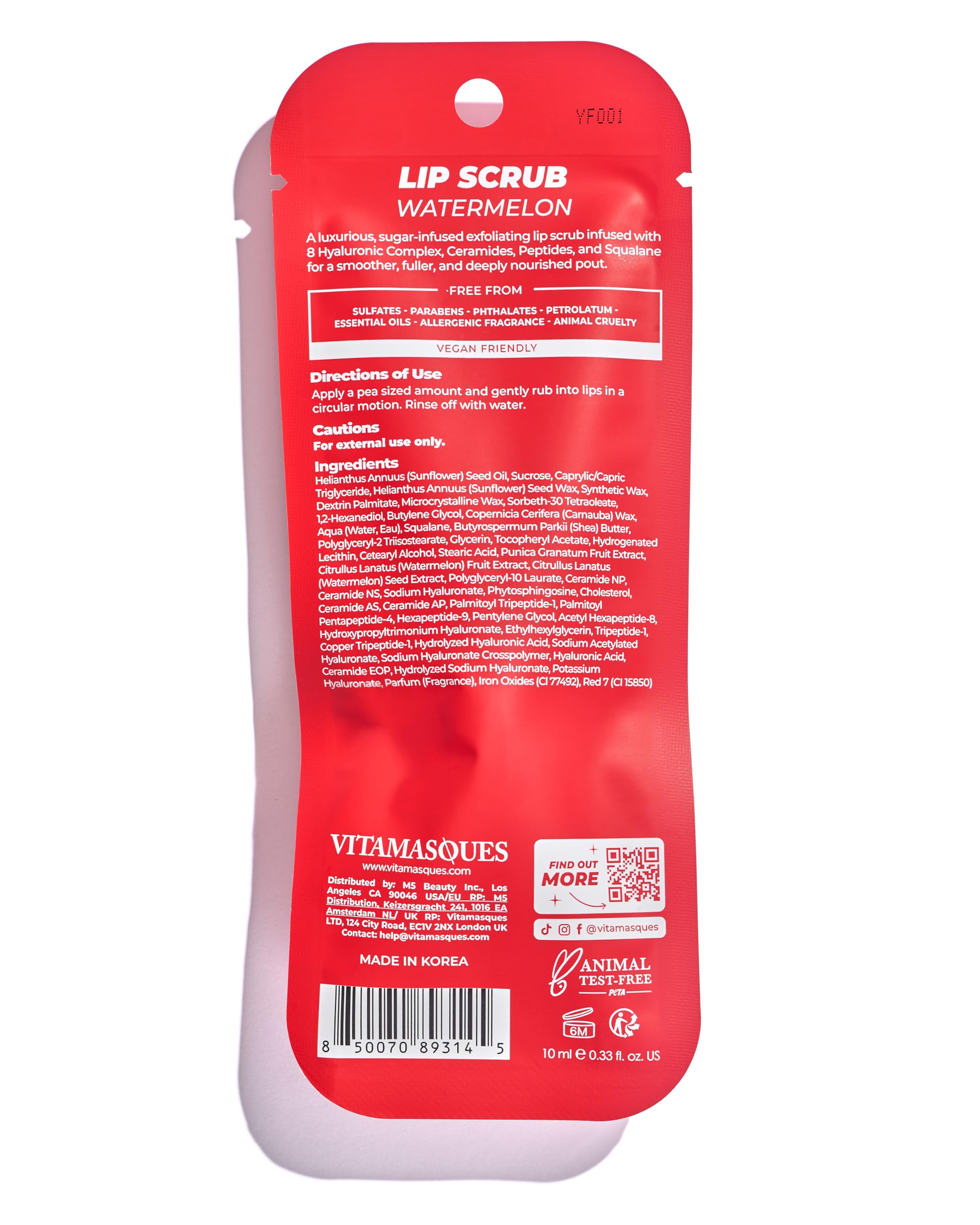 Vitamasques Lip Sugar Scrub Sandía, resultados visibles tras exfoliar e hidratar.