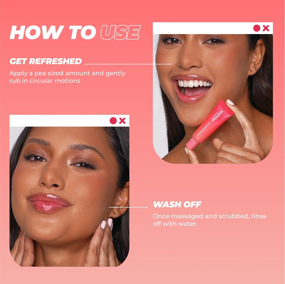 Vitamasques Lip Sugar Scrub Sandía, ingredientes clave para nutrición de labios.