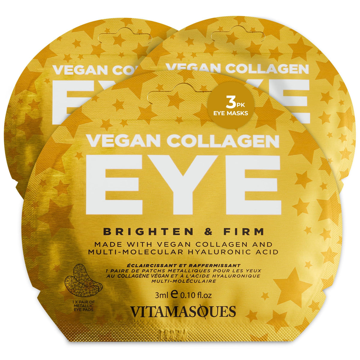 Parches Vitamasques para ojos veganos, 3-pack, cuidado suave en el contorno