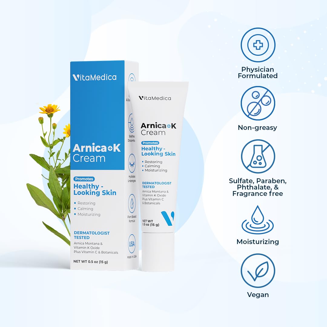 Cooling-base formula of VitaMedica Arnica + Vitamin K on skin after treatment.