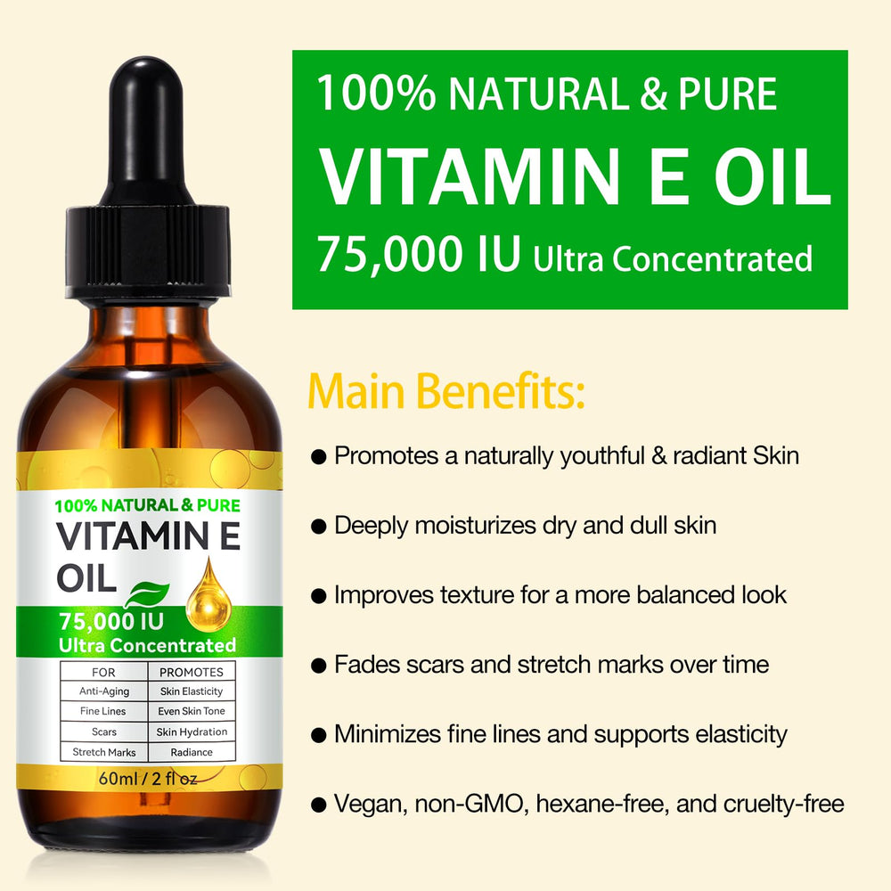 Vitamin E Oil applied to the face for hydration and smoothing.