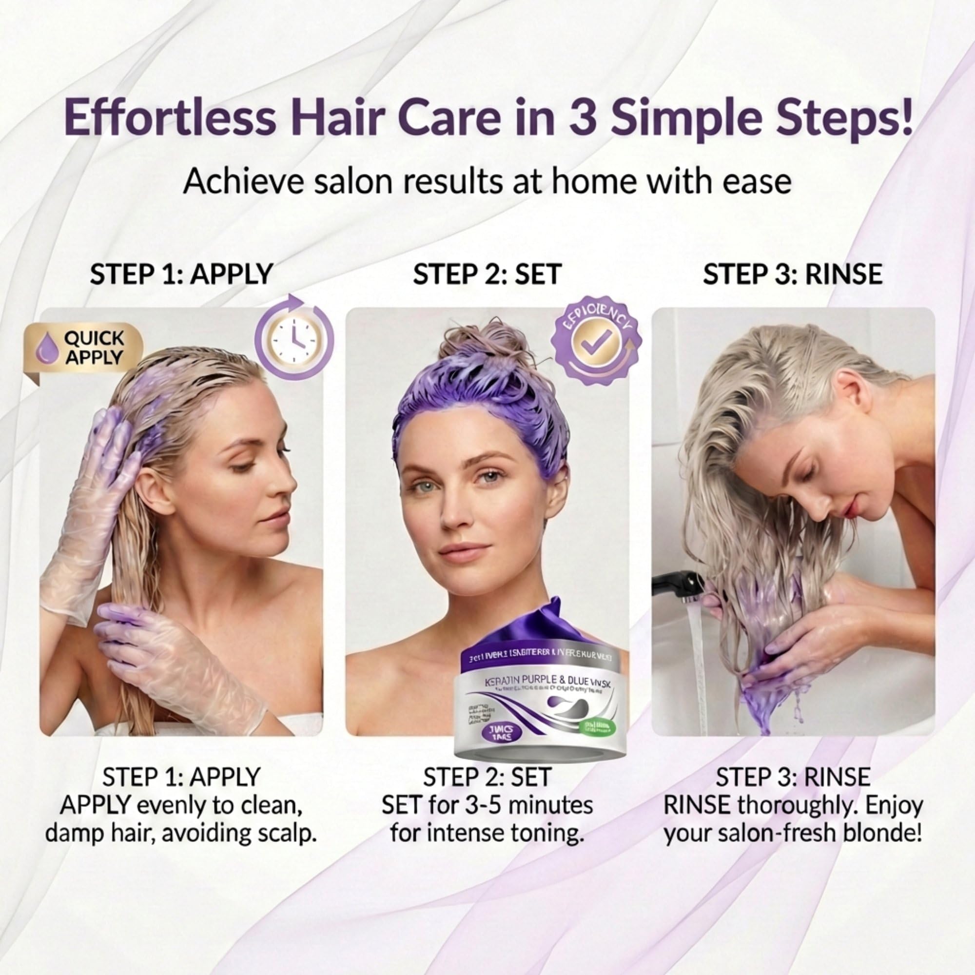 VITAMINS Hair Cosmetics Brassy Blonde Before to show toner impact.