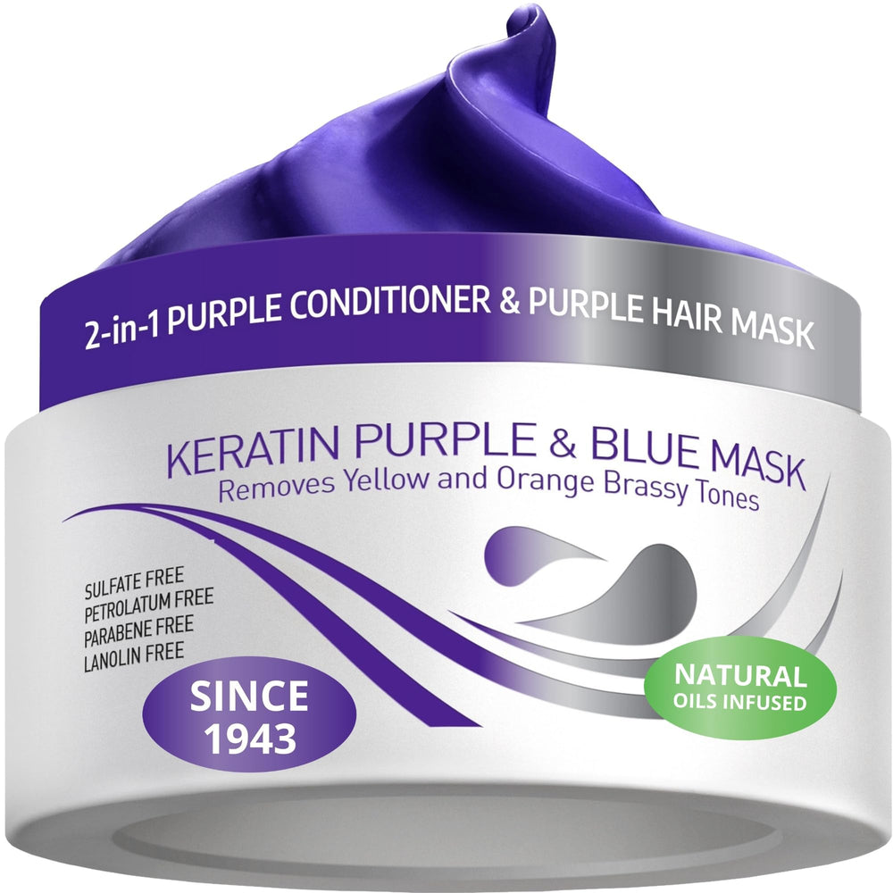 VITAMINS Hair Cosmetics Keratin Purple Hair Mask jar delivers strengthened, vibrant color-treated hair.