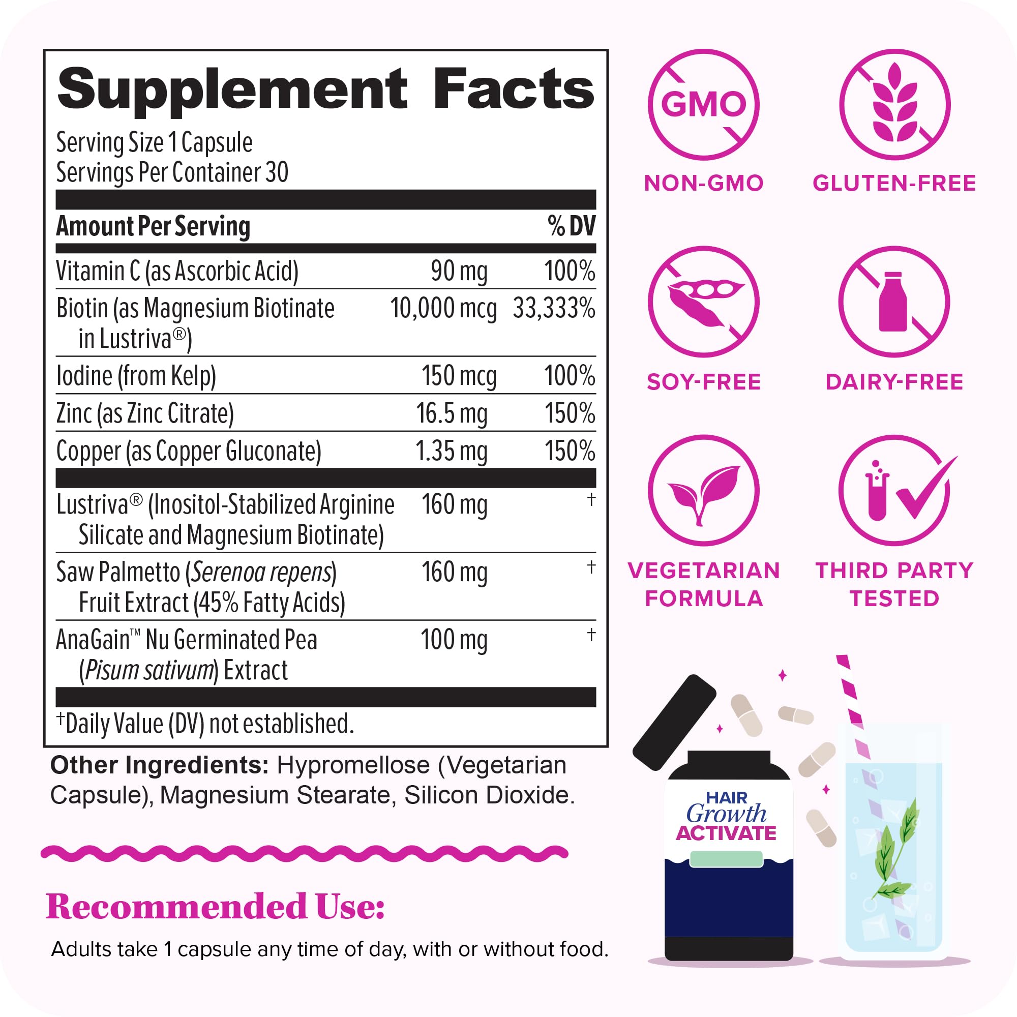 Close-up of Vitauthority Lustriva capsules for easy daily use.