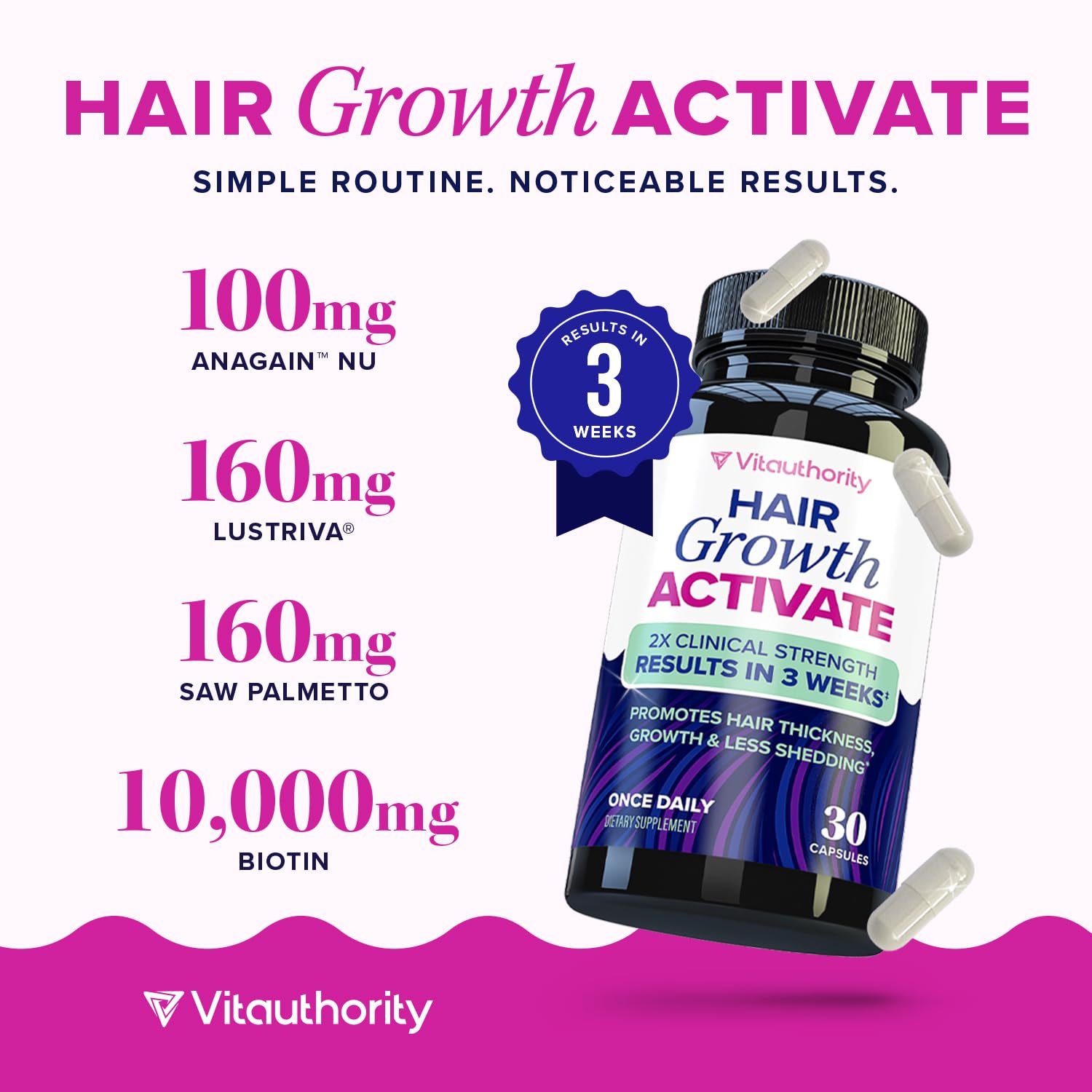 Supplement facts panel of Vitauthority Lustriva.