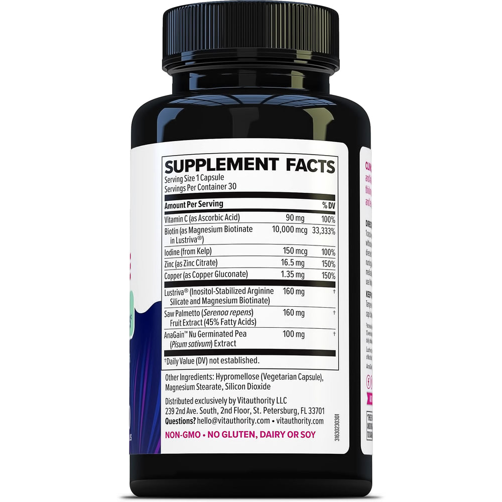 Pouring Vitauthority Lustriva capsules into a hand.