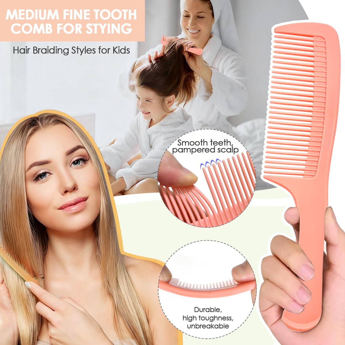 VITMOORY fine-tooth comb ideal for precise parting and smoothing fine hair