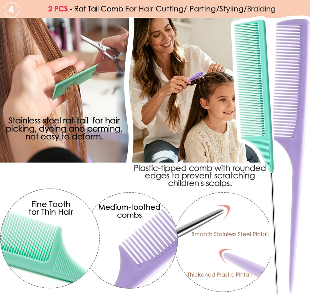 VITMOORY rat-tail comb for clean parting and precision styling