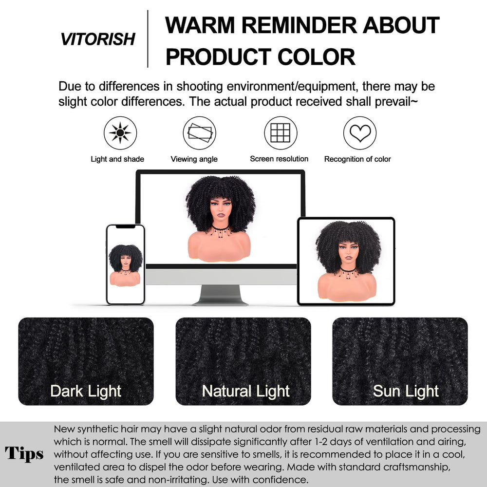 Vitorish Afro Curly Wig lightweight wear for daily use.