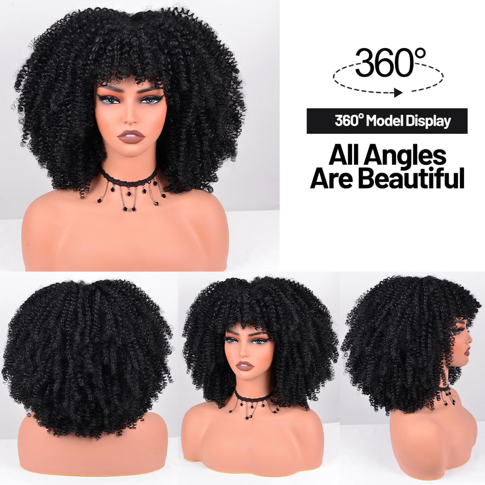 Vitorish Afro Curly Wig rose-mesh interior highlights breathable comfort.
