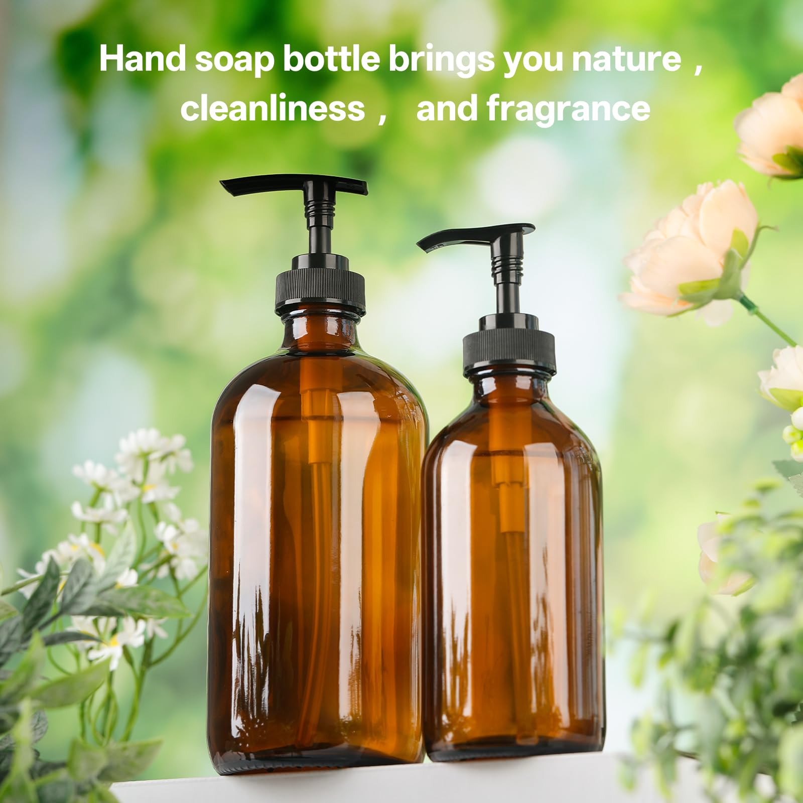 Vitreaux multi-use dispenser suitable for hand soap, dish liquid, or body wash.