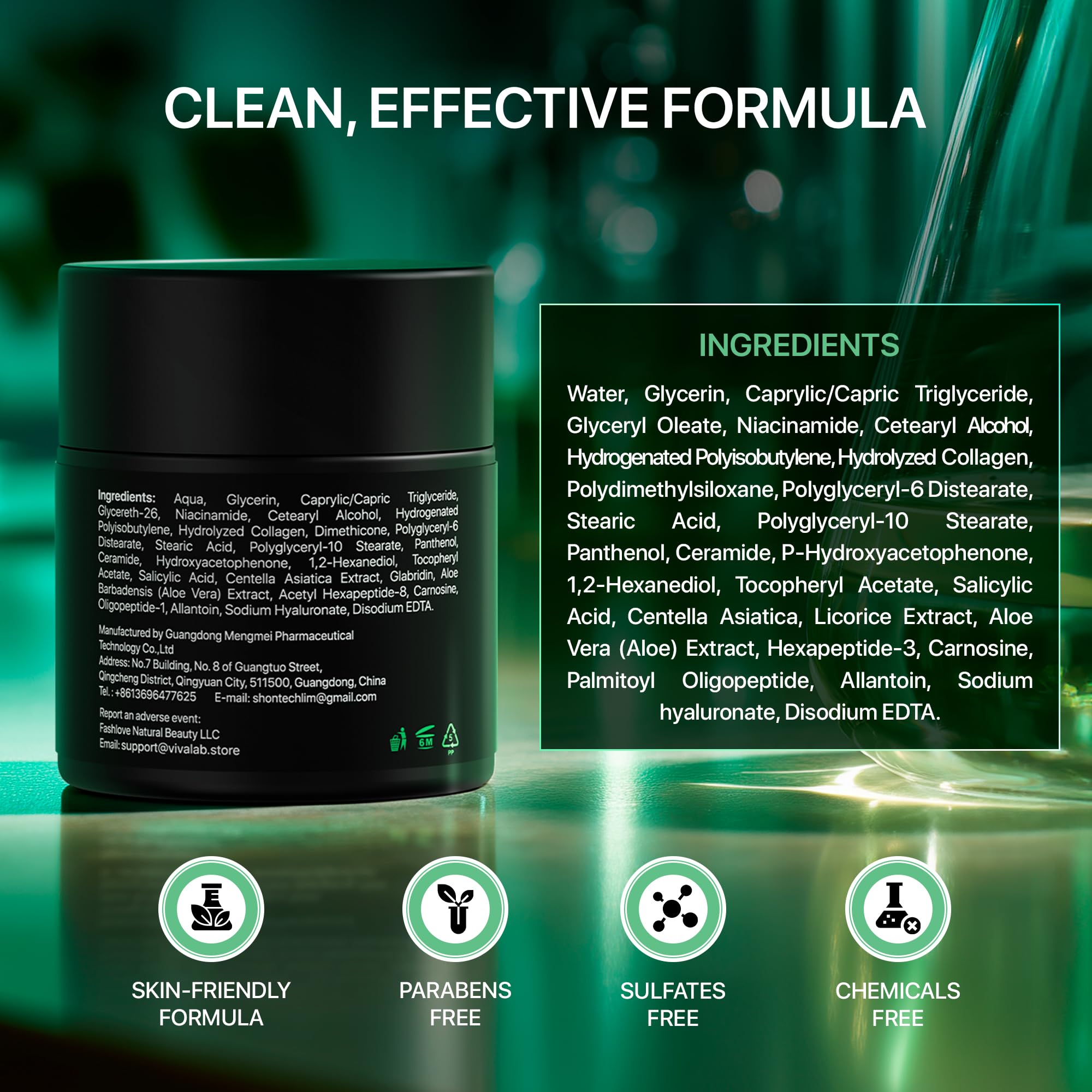 Compact Viva Lab packaging highlighting 1.85 oz bottle