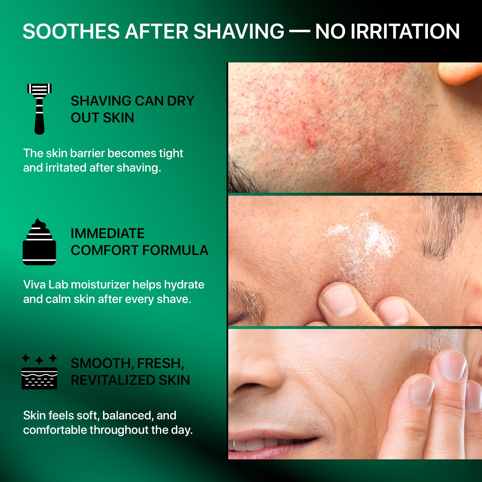 Texture detail on skin of Viva Lab moisturizer indicating fast absorption
