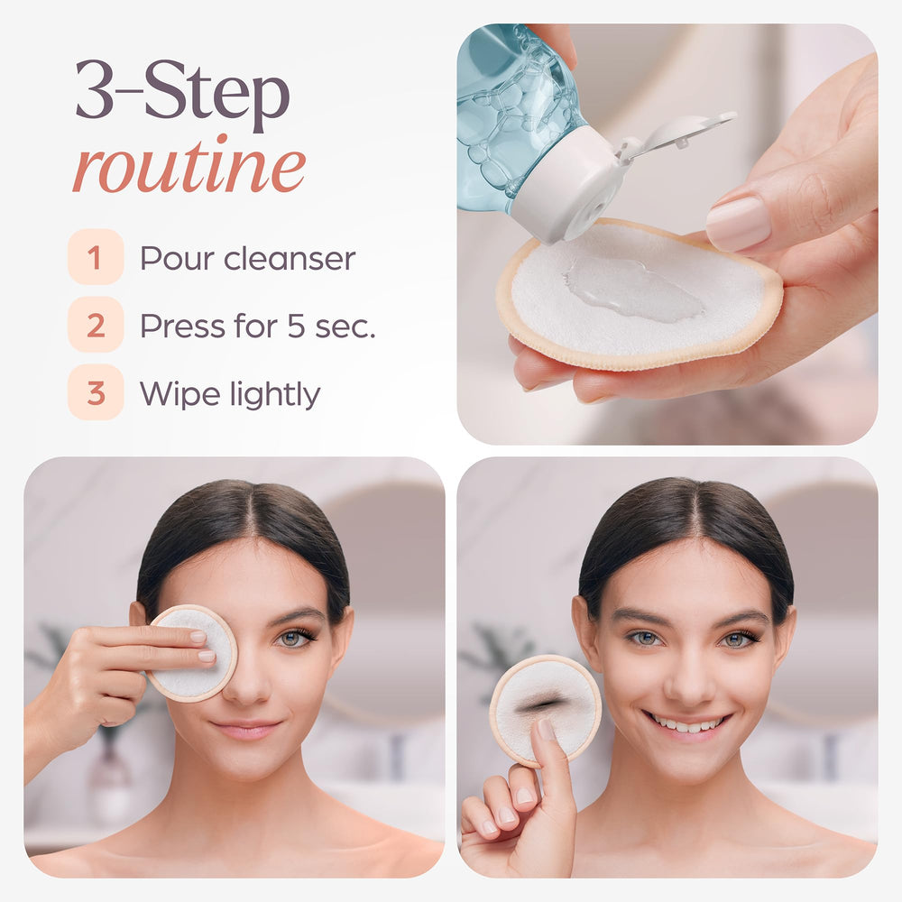 VIVAGO travel-friendly pads fit in bags for on-the-go cleansing
