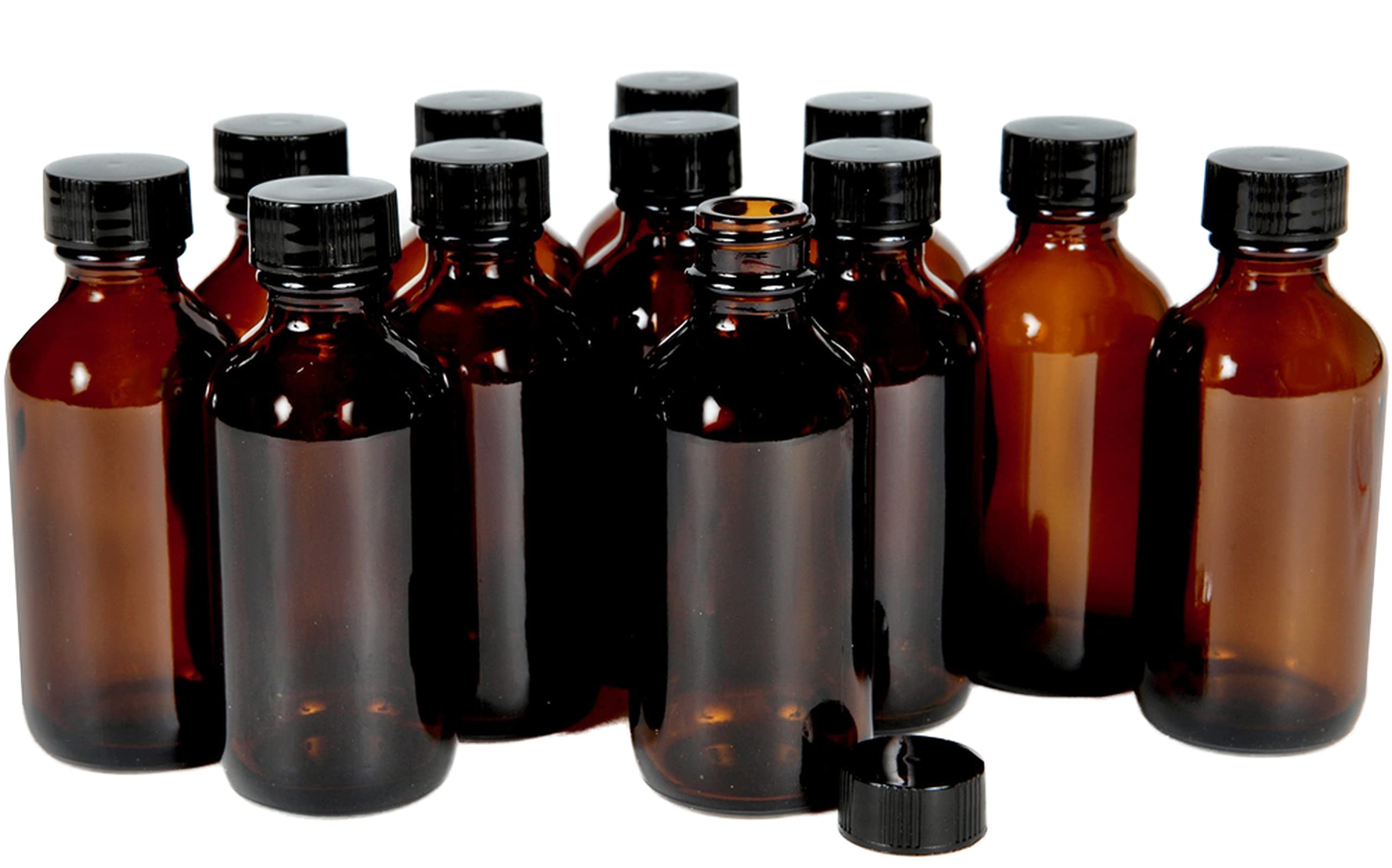 Vivaplex amber bottle 2oz with black lid, ideal for portable essential oils.