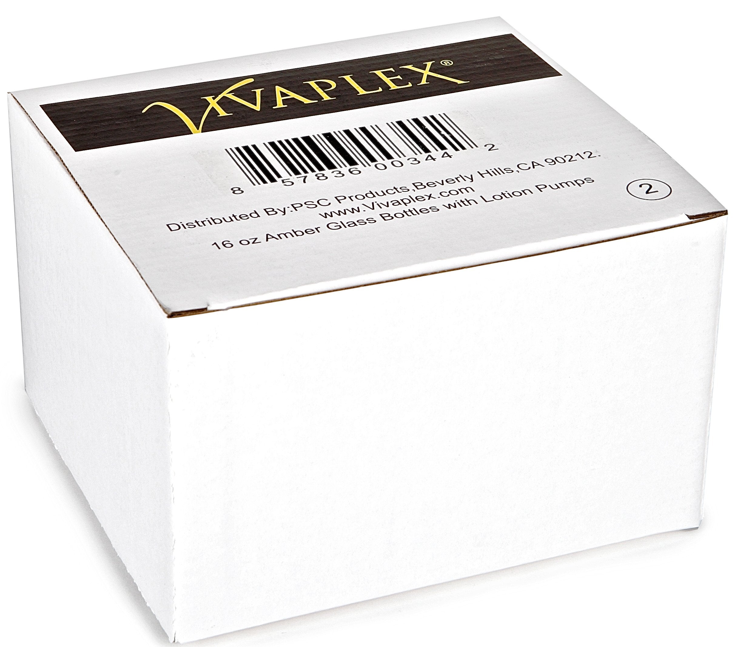 Two-pack Vivaplex amber bottles with pumps, ideal for DIY cosmetics.