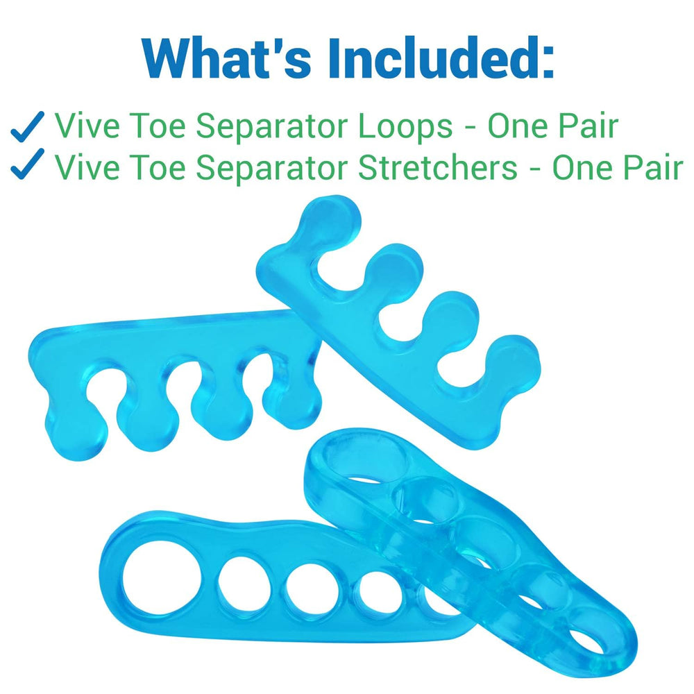 VIVEsole toe separators gel closeup highlights soft cushion reducing toe friction.