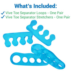 VIVEsole toe separators gel closeup highlights soft cushion reducing toe friction.