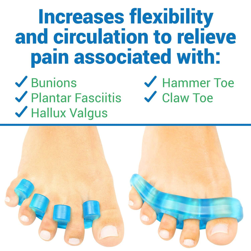 VIVEsole toe separators stretcher closeup shows targeted stretch for flexibility.