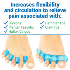 VIVEsole toe separators stretcher closeup shows targeted stretch for flexibility.