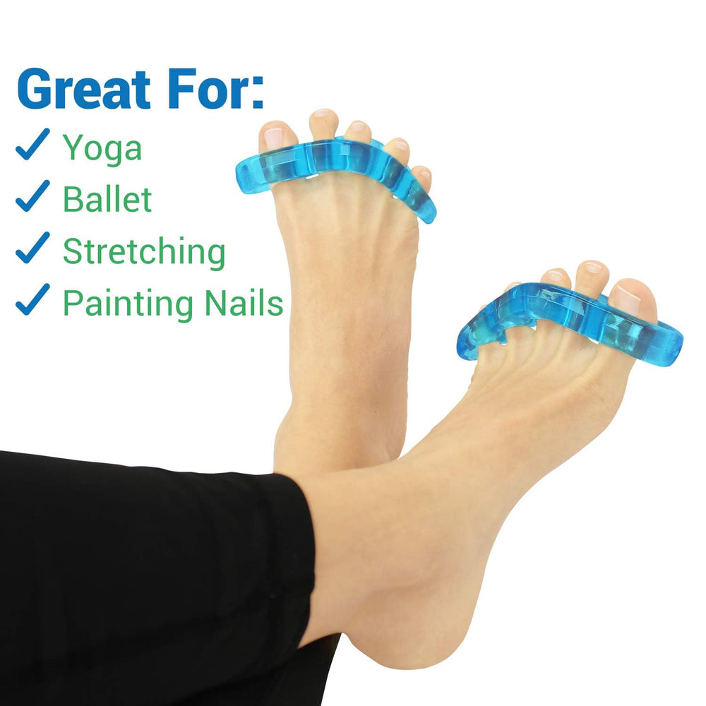 VIVEsole toe separators worn closeup demonstrates comfortable daily toe support.