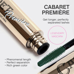 Vivienne Sabó Cabaret Premiere Green Máscara muestra pestañas definidas y alargadas.