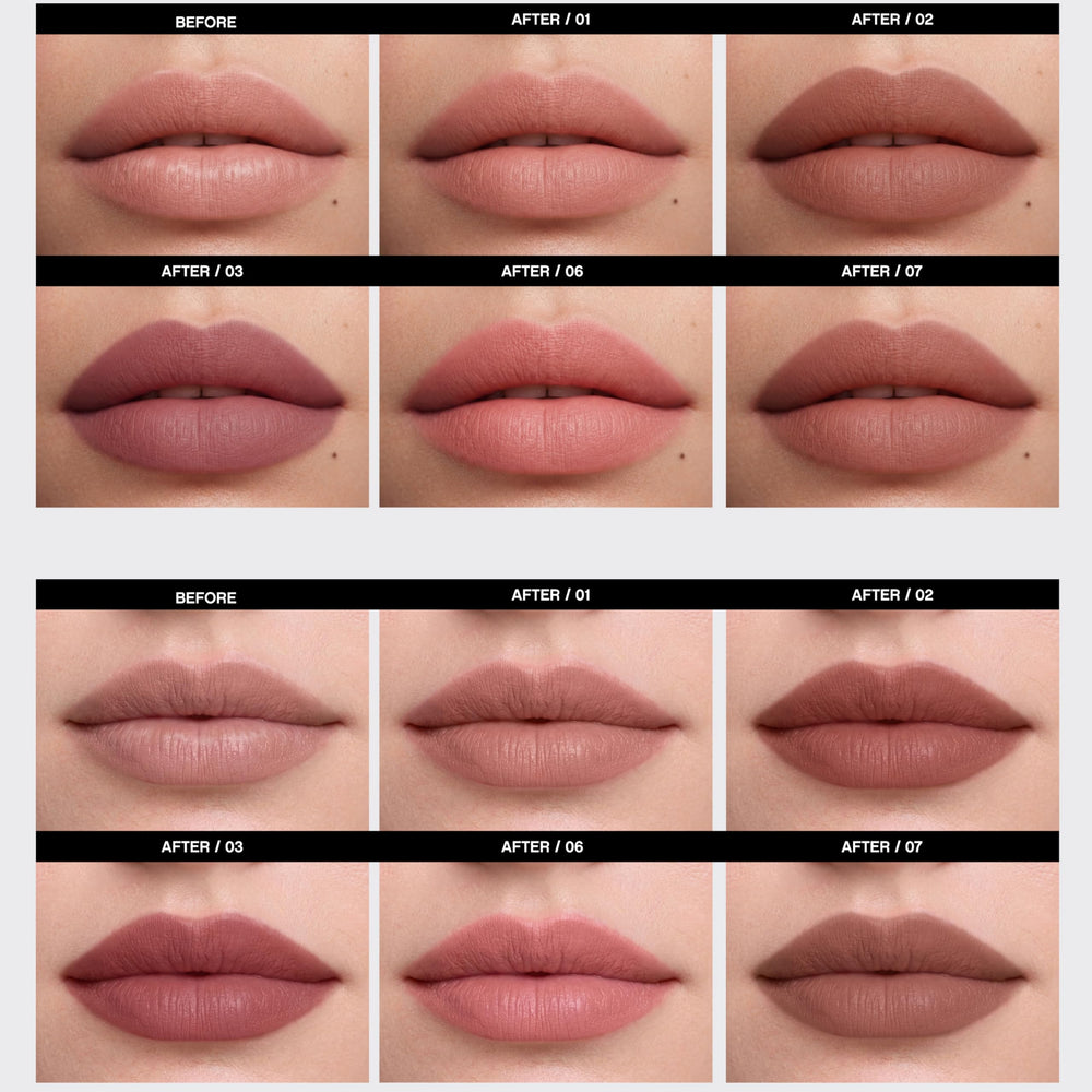 Vivienne Sabó long-lasting smudge-proof finish on lips.