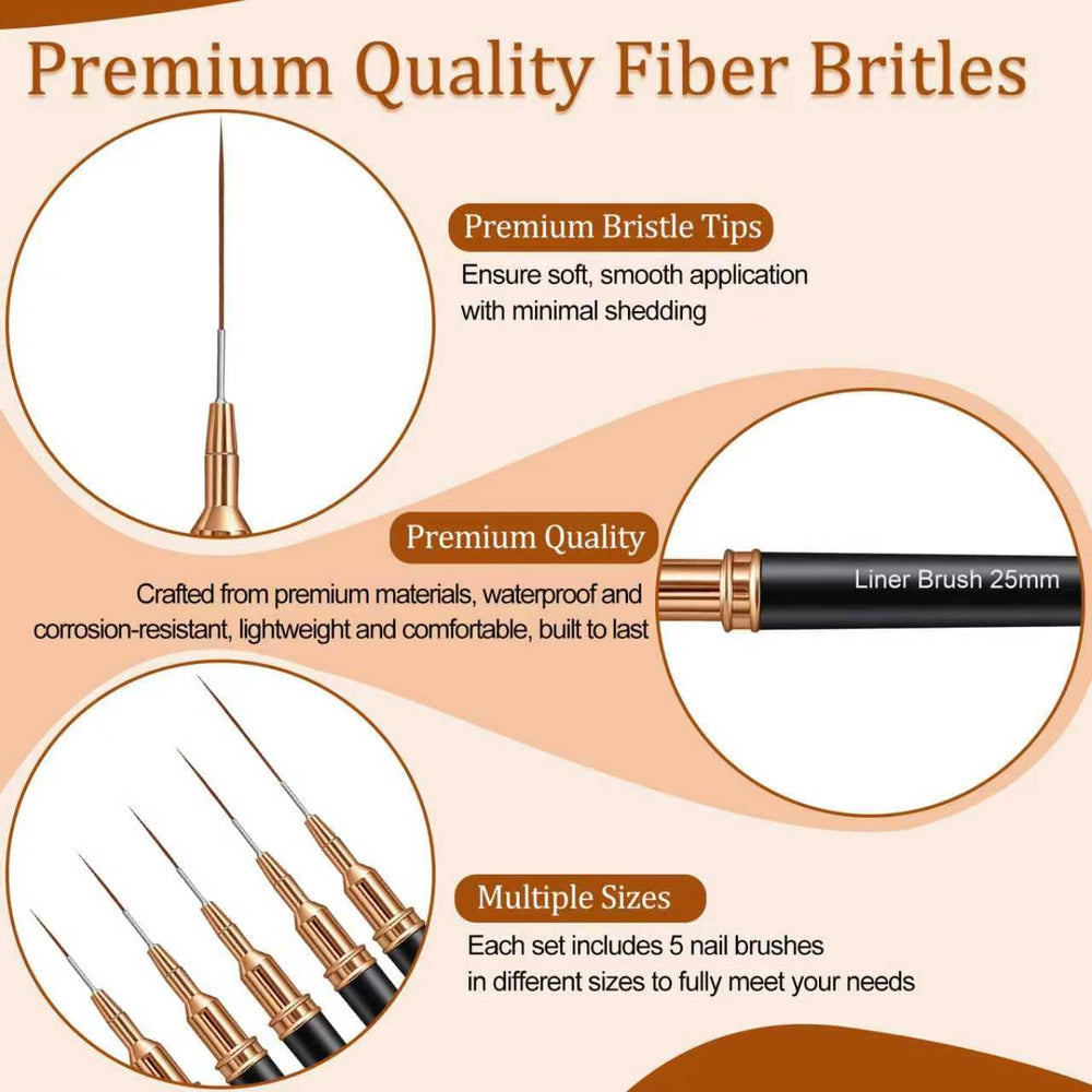 Vivinin 7-piece metallic nail art brush set with 11mm brush for detailed work