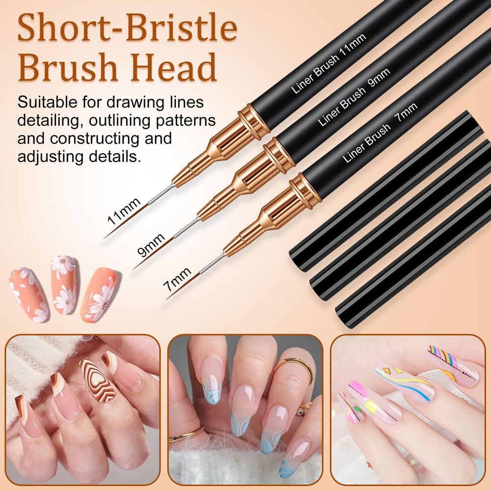 Vivinin 7-piece metallic nail art brush set with 15mm brush for bold borders