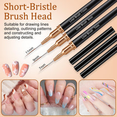 Vivinin 7-piece metallic nail art brush set with 15mm brush for bold borders