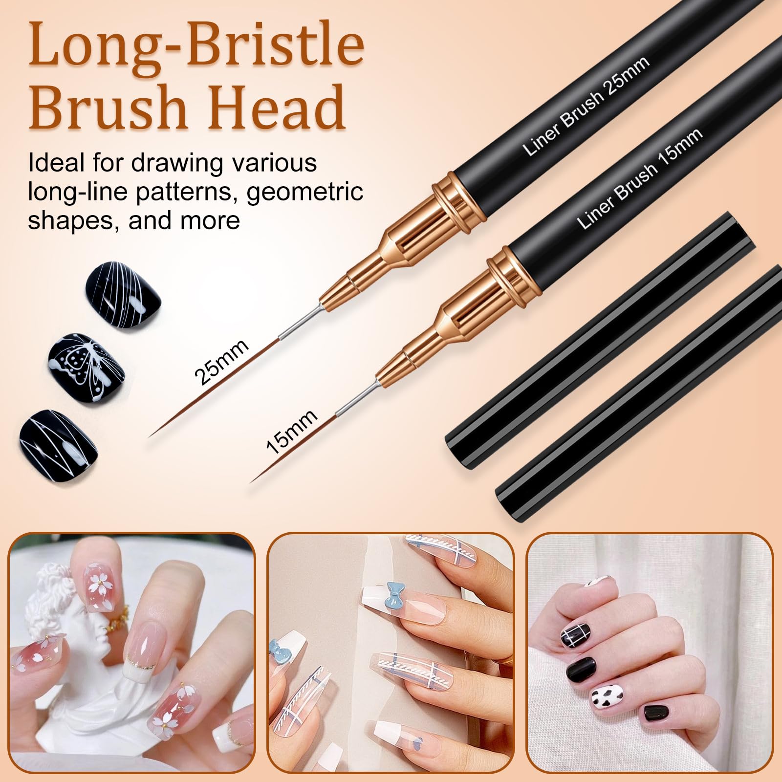 Vivinin 7-piece metallic nail art brush set with 21mm brush for broad accents