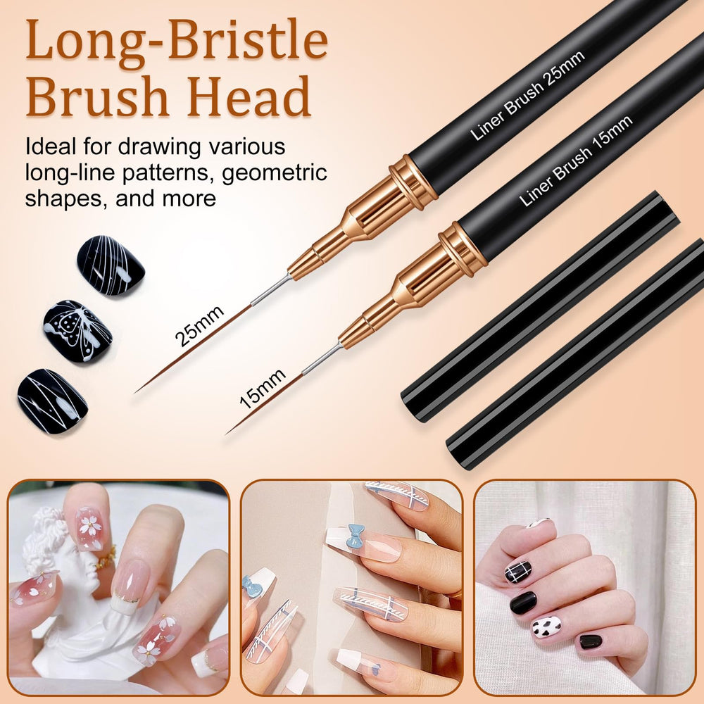 Vivinin 7-piece metallic nail art brush set with 21mm brush for broad accents