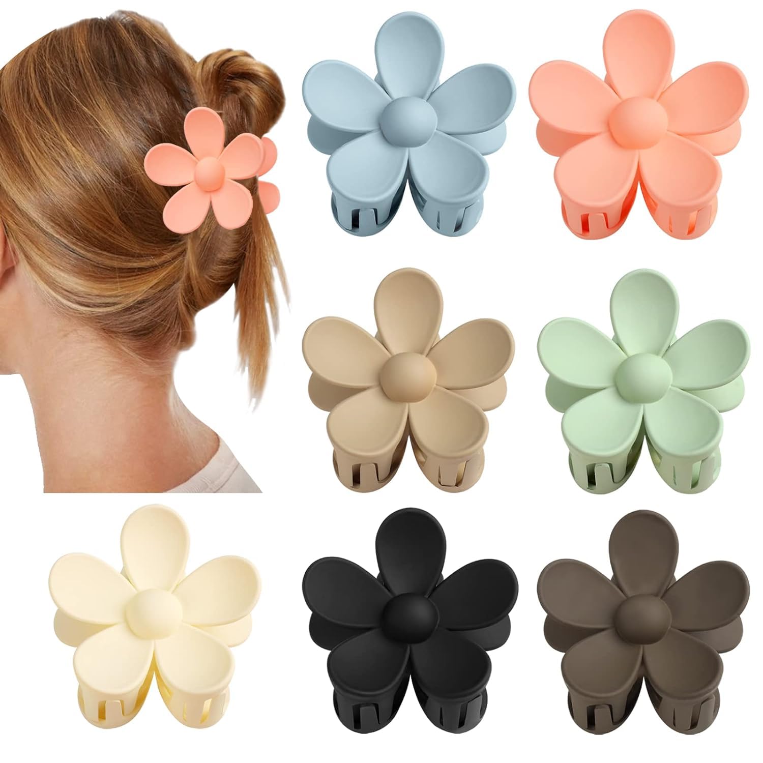 Vivinin Flower Claw Clip pink holds thick hair securely without slipping.