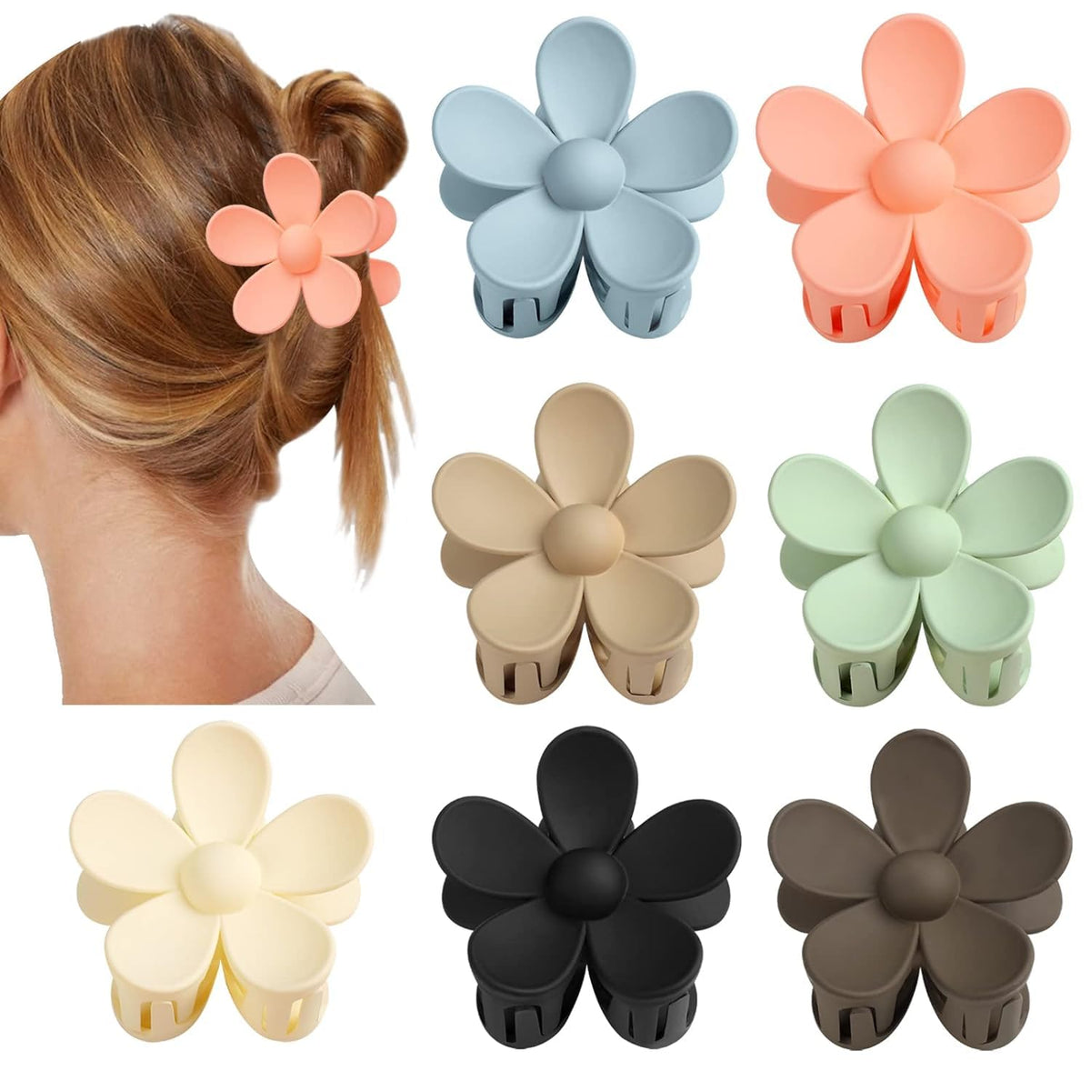 Vivinin Flower Claw Clip pink holds thick hair securely without slipping.