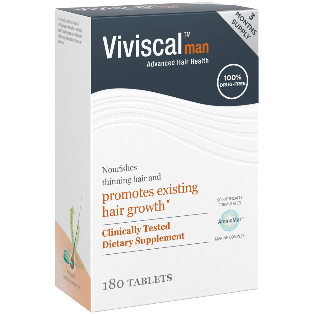 Viviscal Man dietary supplements row suggests a routine-friendly product.
