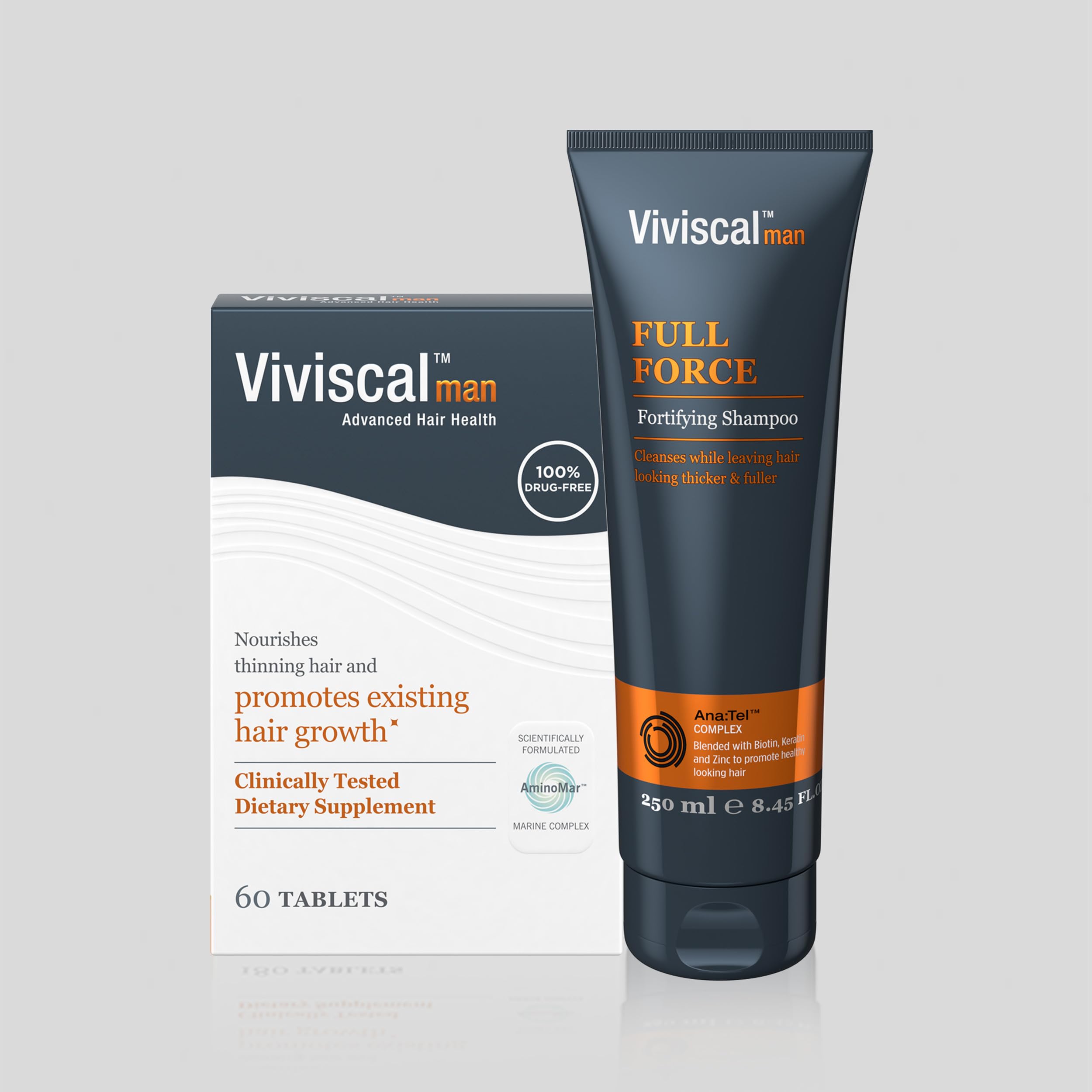 Illustration shows Viviscal Man targeting thinning hair with nourishment.