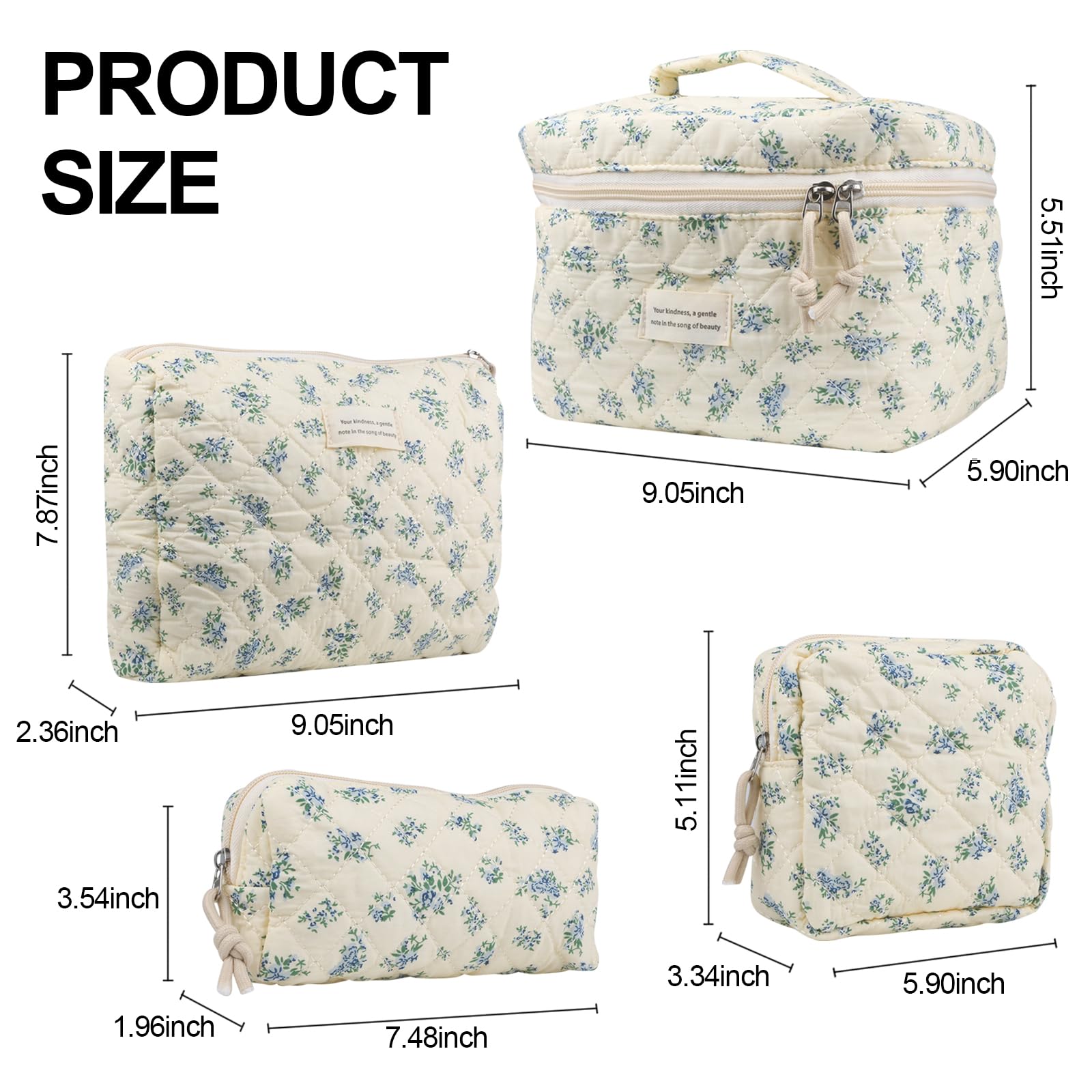 VIWIME gift-ready makeup bag in floral blue rose design for thoughtful presents.