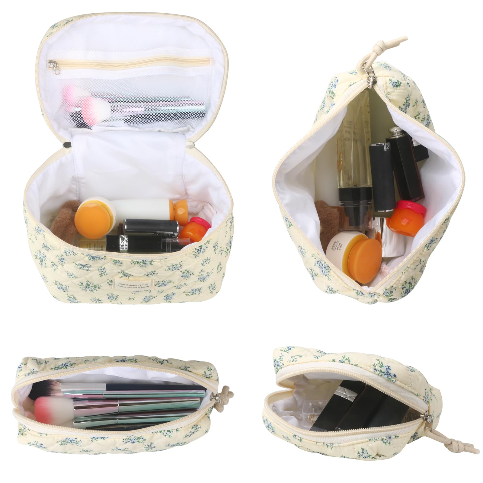 VIWIME large-capacity makeup bag keeps full-size cosmetics organized on trips.