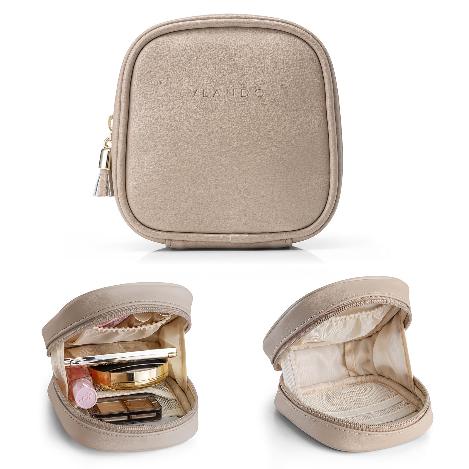 VLANDO mini makeup bag front view showing compact travel design