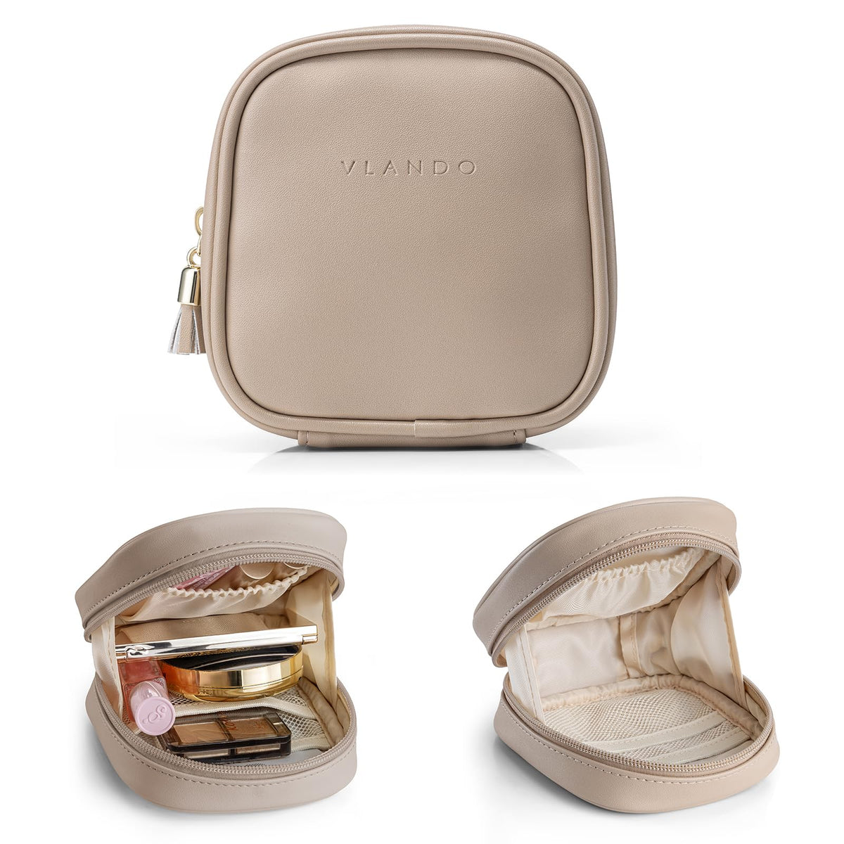 VLANDO mini makeup bag front view showing compact travel design