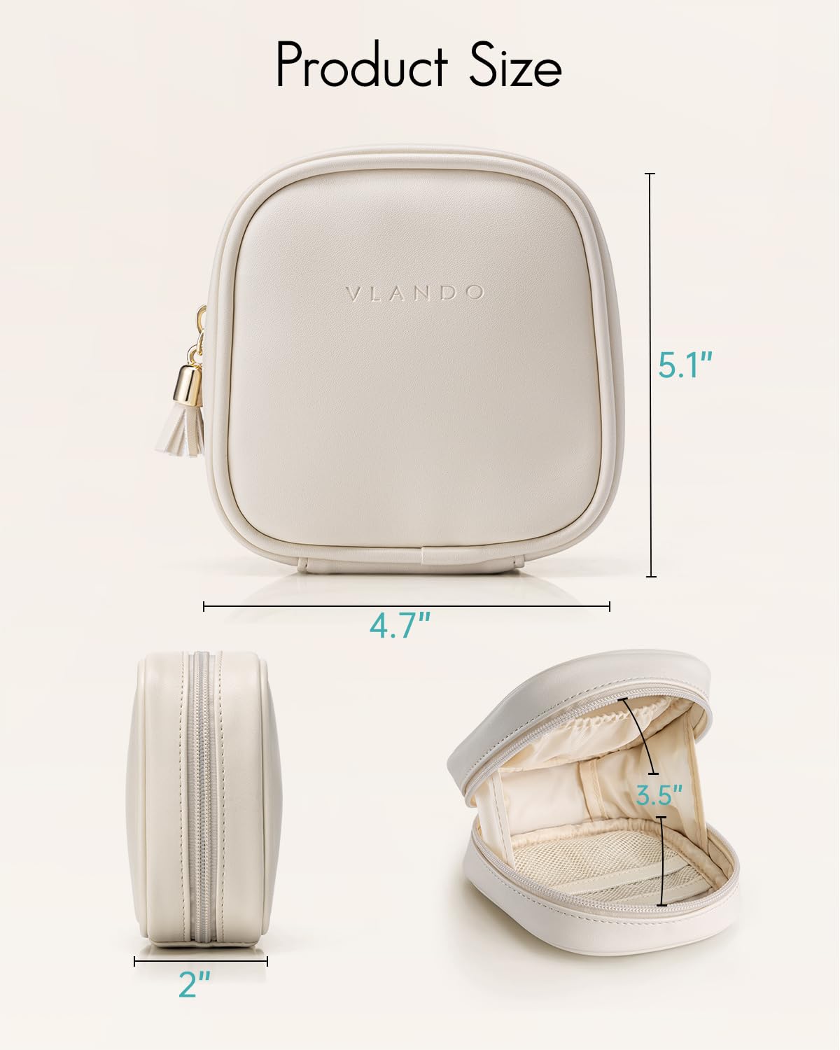 VLANDO portable travel toiletry bag with zipper keeps items secure.