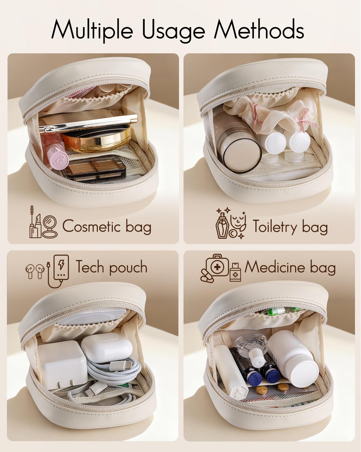 VLANDO waterproof makeup organizer case for women keeps liquids protected.