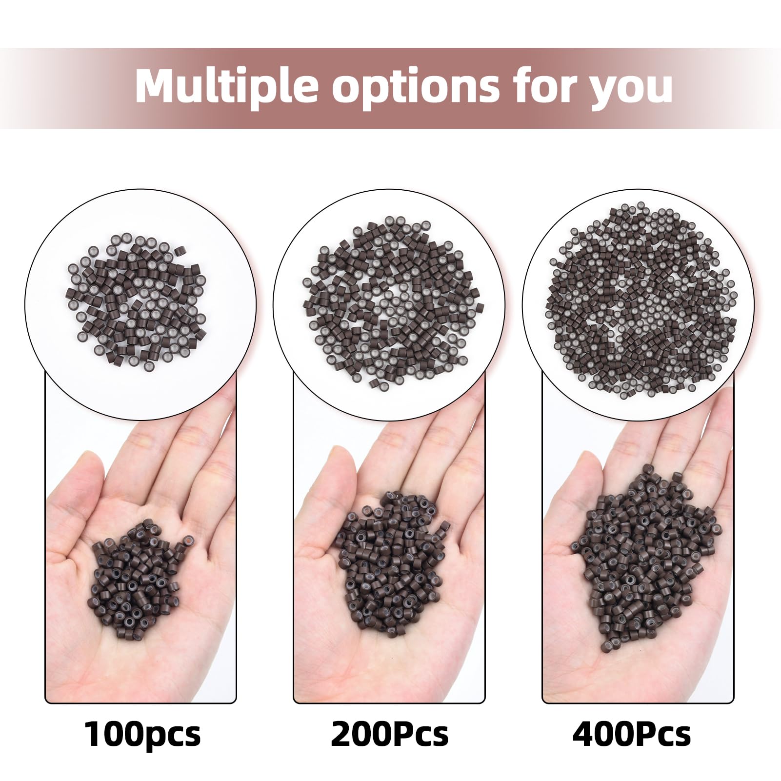 Vlasy 4mm silicone-lined micro ring in dark brown, matches rich shades