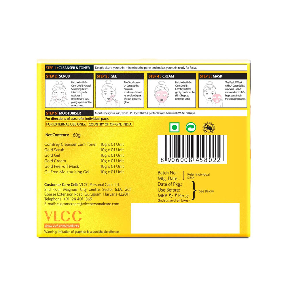 VLCC Kit Facial Dorado: experiencia sensorial para sentir bienestar facial.