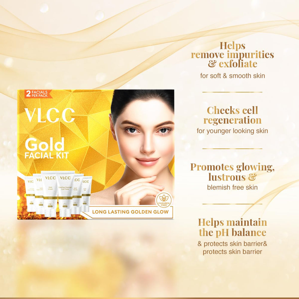 VLCC Kit Facial Dorado: mascarilla de oro para una piel renovada.