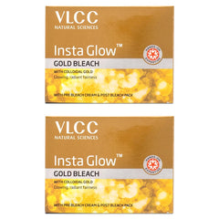VLCC Insta Gold blanqueador en caja para tono más uniforme.