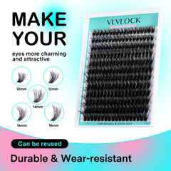 VLVLOCK 10-18mm gradient lashes blend with natural lashes for a wispy look.